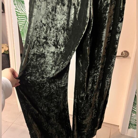 NWT Frame Panne Crushed Velvet Wide Leg Trousers in Deep Moss Size 6 - Picture 8 of 13